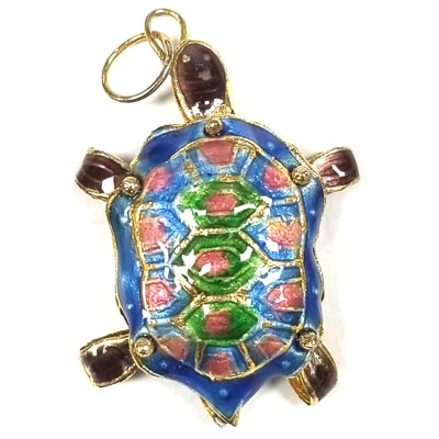 ENAMEL TURTLE 25X35MM LIGHT BLUE